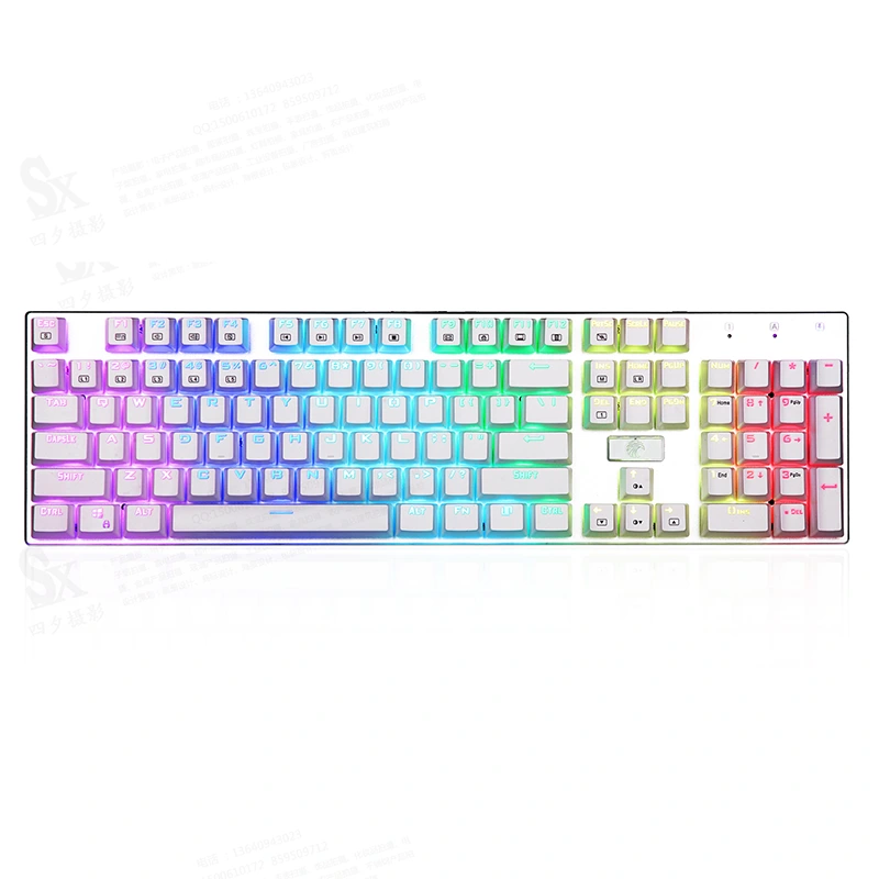 104 Калидҳои RGB механикии бозикунии клавиатураи USB симӣ