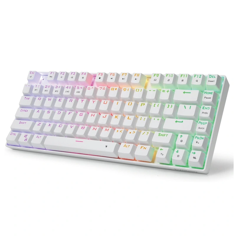 Клавиатураи механикии 81калидҳои бесими Bluetooth 2.4Ghz RGB